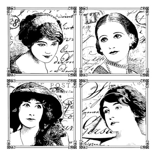 FOSANGPUSHI Vintage-Stempel zum Basteln, 14 x 14 cm, Retro-Frauen-Hintergrund, transparent, transparent, Silikonstempel für Fotoalben, Dekoration FOSANGPUSHI Vintage-Stempel zum Basteln, 14 x 14 cm, Retro-Frauen-Hintergrund, transparent, transparent, Silikonstempel für Fotoalben, Dekoration von FOSANGPUSHI