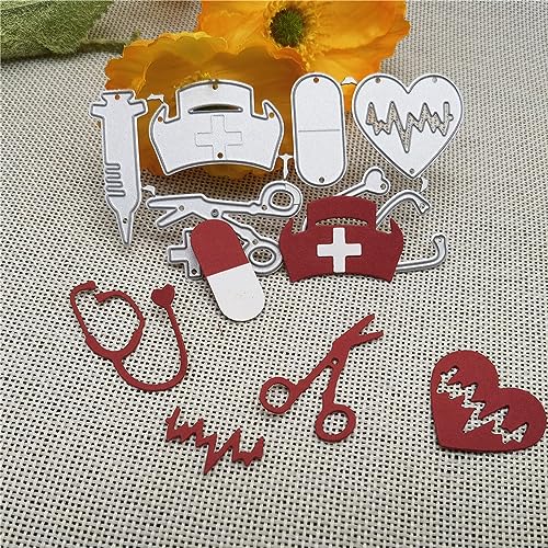 FOSANGPUSHI Stanzschablone, 10,1 x 5,6 cm, kreative Krankenschwester-Hut-Spritze, Metall, Stanzformen für dekorative Prägung, Handarbeitsvorlage FOSANGPUSHI Stanzschablone, 10,1 x 5,6 cm, kreative Krankenschwester-Hut-Spritze, Metall, Stanzformen für dekorative Prägung, Handarbeitsvorlage von FOSANGPUSHI