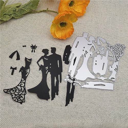 Stanzschablone, 12,2 x 10,5 cm, Brautpaar, Hochzeitskleid, Metall-Stanzformen, Schablonen für dekorative Prägung, Papier, Karten, Handwerk Stanzschablone, 12,2 x 10,5 cm, Brautpaar, Hochzeitskleid, Metall-Stanzformen, Schablonen für dekorative Prägung, Papier, Karten, Handwerk von FOSANGPUSHI