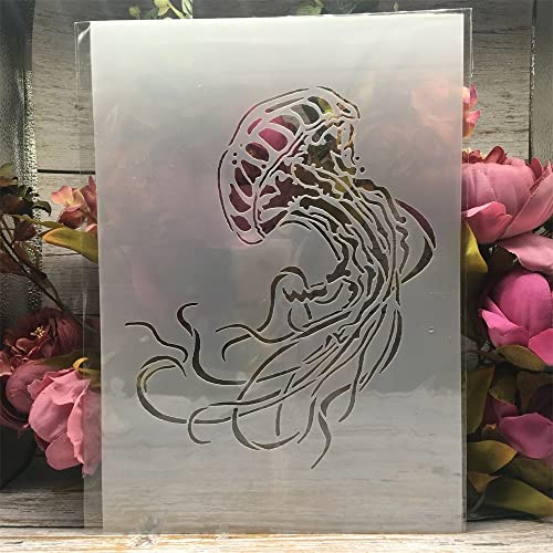 Wiederverwendbare Schablonen, A4, 29 cm, Quallen, Bastelschablonen zum Malen auf Holz, Wand, Leinwand, Stoff, Stein, Veranda, Schild, DIY-Kunstprojekte Wiederverwendbare Schablonen, A4, 29 cm, Quallen, Bastelschablonen zum Malen auf Holz, Wand, Leinwand, Stoff, Stein, Veranda, Schild, DIY-Kunstprojekte von FOSANGPUSHI