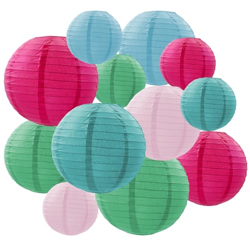FOSDICK 12 Stück Papier Lampions, Papier Lampion Bunt, Falten Papierlaternen, Kreisförmig Papierlampion, 3 Größen Papierlaterne, Papierlampions für Hochzeit, Taufe, Geburtstag, Kommunion, Party Deko FOSDICK 12 Stück Papier Lampions, Papier Lampion Bunt, Falten Papierlaternen, Kreisförmig Papierlampion, 3 Größen Papierlaterne, Papierlampions für Hochzeit, Taufe, Geburtstag, Kommunion, Party Deko von FOSDICK