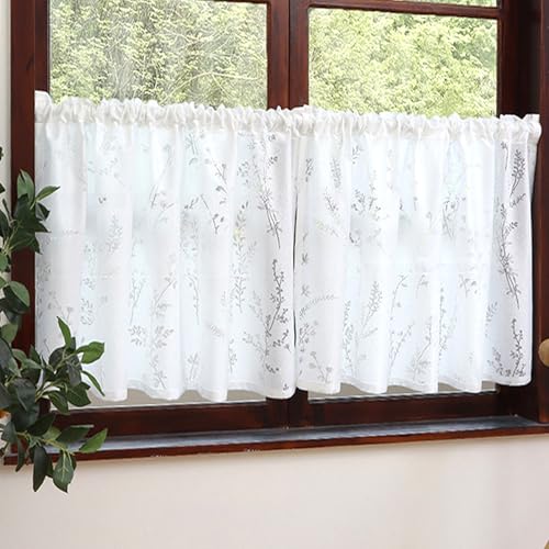 FOSDICK 2er Set Bistrogardinen 100W X 45H cm, Kurzgardinen, Küchenvorhänge, Landhausgardinen, Weiss Halbtransparent Fenstergardine für Kleine Fenster Wohnmobil Küchenfenster FOSDICK 2er Set Bistrogardinen 100W X 45H cm, Kurzgardinen, Küchenvorhänge, Landhausgardinen, Weiss Halbtransparent Fenstergardine für Kleine Fenster Wohnmobil Küchenfenster von FOSDICK
