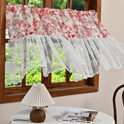 FOSDICK Bistrogardine Küche 140b X 50h cm, Bistro Gardine Küche, Küchenvorhänge, Kurzgardinen, Landhausgardinen, Weiss Halbtransparent Fenstergardine für Kleine Fenster Wohnmobil Küchenfenster von FOSDICK