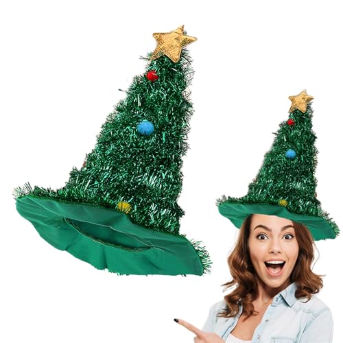 FOSDICK Tannenbaum Hut, Grün Weihnachtsbaum Hut, Filz Weihnachtsmütze mit Pompons, Pailletten Tannenbaum Mütze, Weihnachts Mütze mit Gold Stern, Neuheit Spaß Weihnachtsbaumhut, Christmas Hat für Party FOSDICK Tannenbaum Hut, Grün Weihnachtsbaum Hut, Filz Weihnachtsmütze mit Pompons, Pailletten Tannenbaum Mütze, Weihnachts Mütze mit Gold Stern, Neuheit Spaß Weihnachtsbaumhut, Christmas Hat für Party von FOSDICK