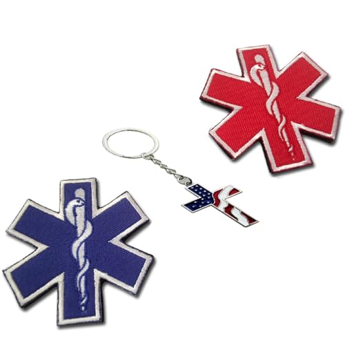 EMT Star of Life Taktischer Aufnäher (2er-Pack) | Klettverschluss-Rückseite für Westen, Taschen und Uniformen | Sanitäter, Ersthelfer, medizinisches Taschenzubehör | langlebig besticktes blaues von FOTN