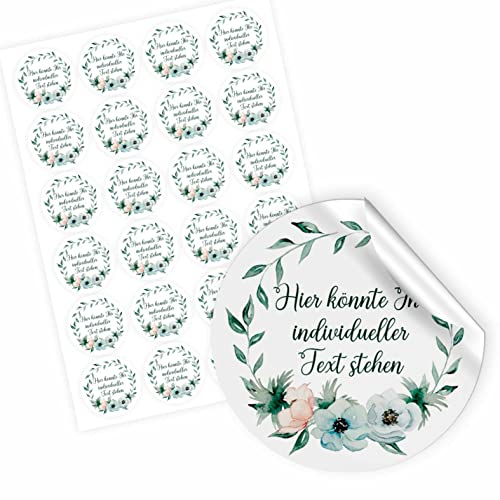 24 Stück Personalisierte Aufkleber - Personalisierte Aufkleber mit Wunschtext - 4,5 cm Runde Papieraufkleber Etiketten für Hochzeit, Taufe, Produkte, Geburtstag (Style 1) von FOTOFOL
