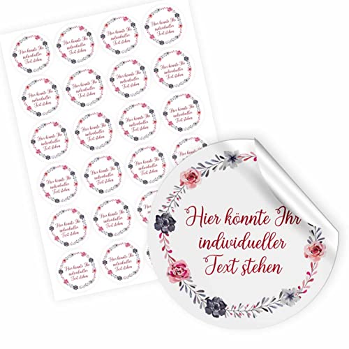 24 Stück Personalisierte Aufkleber - Personalisierte Aufkleber mit Wunschtext - 4,5 cm Runde Papieraufkleber Etiketten für Hochzeit, Taufe, Produkte, Geburtstag (Style 2) von FOTOFOL