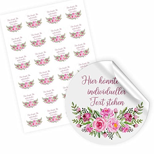 24 Stück Personalisierte Aufkleber - Personalisierte Aufkleber mit Wunschtext - 4,5 cm Runde Papieraufkleber Etiketten für Hochzeit, Taufe, Produkte, Geburtstag (Style 3) von FOTOFOL