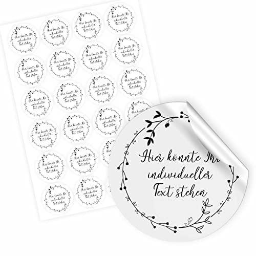 24 Stück Personalisierte Aufkleber - Personalisierte Aufkleber mit Wunschtext - 4,5 cm Runde Papieraufkleber Etiketten für Hochzeit, Taufe, Produkte, Geburtstag (Style 7) von FOTOFOL