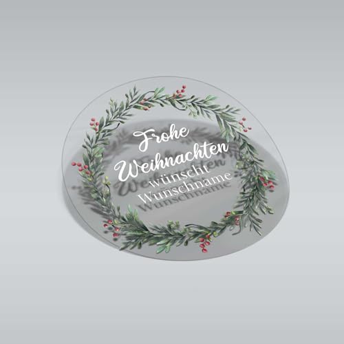 24 Stück Personalisierte transparente Aufkleber mit Wunschtext - 4,5 cm Runde Etiketten für Geschenke Weihnachtssticker Weihnachtsfeiertage (Mistelzweig Kranz) von FOTOFOL
