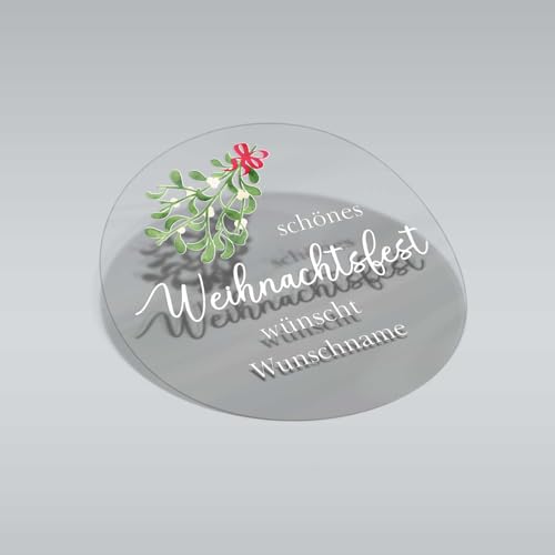 24 Stück Personalisierte transparente Aufkleber mit Wunschtext - 4,5 cm Runde Etiketten für Geschenke Weihnachtssticker Weihnachtsfeiertage (Schönes Weihnachtsfest) von FOTOFOL