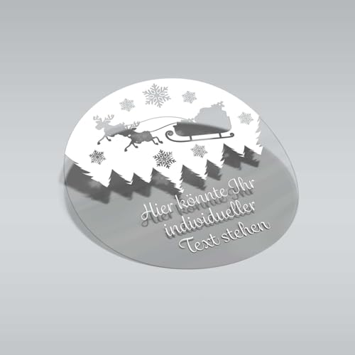 24 Stück Personalisierte transparente Aufkleber mit Wunschtext - 4,5 cm Runde Etiketten für Geschenke Weihnachtssticker Weihnachtsfeiertage (Weihnachtsmann) von FOTOFOL