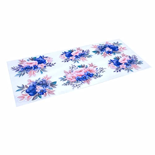 Blume Aufkleber Set - UV-Druck mit Übertragsfolie Aufkleber zum Basteln, Dekorieren, Werbeartikel, Tassen, Gläser, Spielzeuge, Blumentopf (Motiv 1) von FOTOFOL