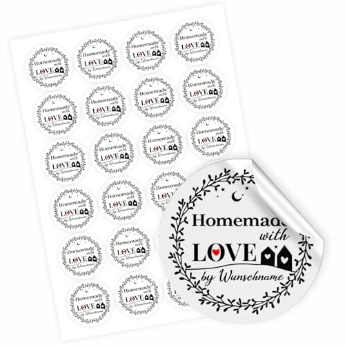 FOTOFOL Handmade Homemade Selbstgemacht Aufkleber 4,5 cm Runde Personalisierte Verkäuferetiketten für Backwaren, Geschenke, Weihnachten Produkte, Bastelprodukte, Marmelade (Homemade Aufkleber) von FOTOFOL