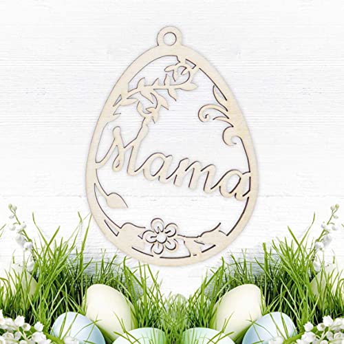 FOTOFOL Osterschmuck aus natürlichem Birkensperrholz mit Wunschnamen - Anhänger Ostern Ei personalisiert mit Namen, Hängedekoration aus Holz, personalisierte Ostereier als Geschenk (Style 7) von FOTOFOL