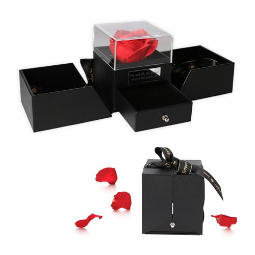 FOTOFOL Personalisierte Rosenbox - Rose im Schmuckschatulle - Perfekt für Geburtstage, Hochzeiten, Dekoration und Valentinstag von FOTOFOL
