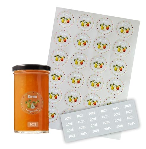 FOTOFOL transparente Aufkleber Marmelade - selbstklebende Etiketten für Marmeladengläser, Deckeletiketten, Einmachgläser (Birne) von FOTOFOL