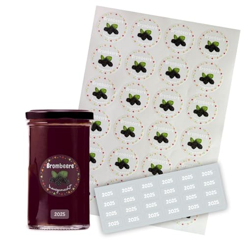 FOTOFOL transparente Aufkleber Marmelade - selbstklebende Etiketten für Marmeladengläser, Deckeletiketten, Einmachgläser (Brombeere) von FOTOFOL