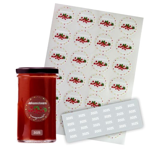 FOTOFOL transparente Aufkleber Marmelade - selbstklebende Etiketten für Marmeladengläser, Deckeletiketten, Einmachgläser (Johannisbeere) von FOTOFOL