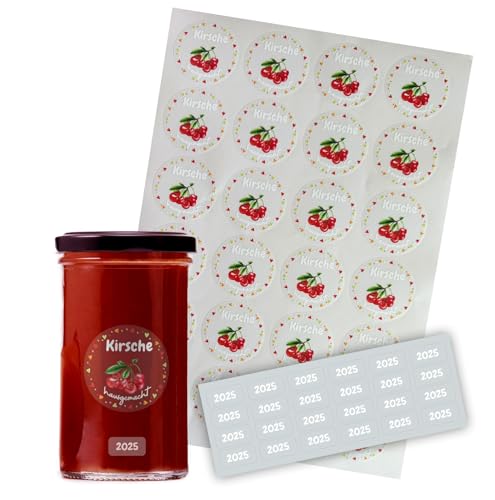 FOTOFOL transparente Aufkleber Marmelade - selbstklebende Etiketten für Marmeladengläser, Deckeletiketten, Einmachgläser (Kirsche) von FOTOFOL