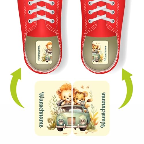 Namensaufkleber Set für Schuhe - individuell personalisierte Etiketten mit Wunschname -links rechts Aufkleber - Kinder Aufkleber mit Wunschtext für Schuhe (Safari) von FOTOFOL