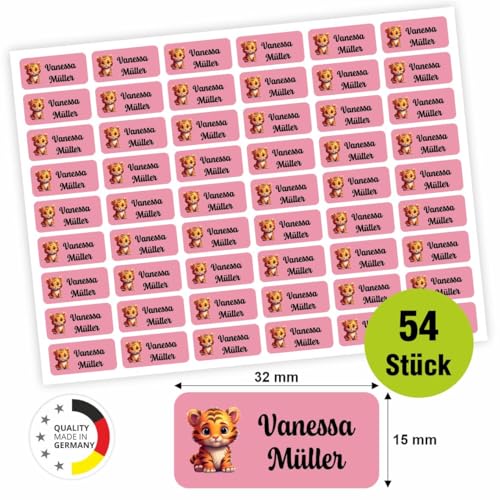 Namensaufkleber - personalisierte Aufkleber mit Wunschname für Stifte und alle Schulsachen (Rosa, 54 Stück) von FOTOFOL