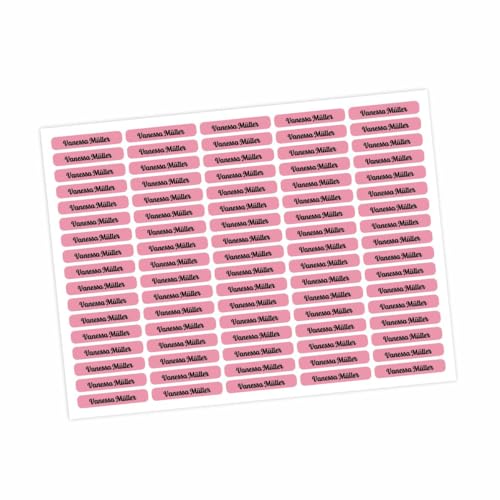 Namensaufkleber - personalisierte Aufkleber mit Wunschname für Stifte und alle Schulsachen (Rosa, 85 Stück) von FOTOFOL
