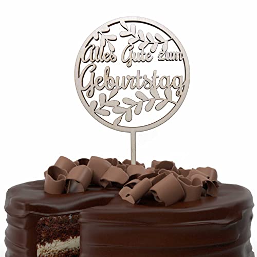 Personalisierte Cake Topper aus Holz Tortenstecker mit Namen Geburtstag Hochzeit Taufe Kommunion Torten Kuchen Deko (Alles Gute zum Geburtstag) von FOTOFOL