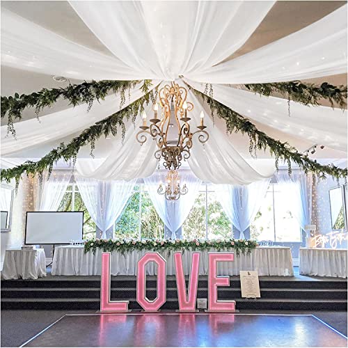 FOTSHARER 6 Paneele, weiße Deckenvorhänge für Hochzeiten, 1.5x3.4 m, Chiffon, Hochzeitsbogen, Drapierstoff, für Partys, transparenter Hintergrund, Vorhang für Hochzeit, Vorhang für Zeremonien, Bühne FOTSHARER 6 Paneele, weiße Deckenvorhänge für Hochzeiten, 1.5x3.4 m, Chiffon, Hochzeitsbogen, Drapierstoff, für Partys, transparenter Hintergrund, Vorhang für Hochzeit, Vorhang für Zeremonien, Bühne von FOTSHARER