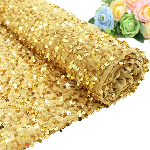 FOTSHARER glitter fabric by the yard Paillettenstoff Meerjungfrau Pailletten Stoff durch den Hof, Goldsequenz, Gold, 1 Yard FOTSHARER glitter fabric by the yard Paillettenstoff Meerjungfrau Pailletten Stoff durch den Hof, Goldsequenz, Gold, 1 Yard von FOTSHARER