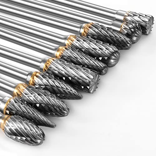 Hartmetall Frässtifte Set, 10 Stück Doppelschnitt-Frässtifte mit 3mm Schaft kompatibel mit Dremel, Drehwerkzeug Zubehör für Schleifen, Schnitzen, Metallpolieren, Gravieren, Bohren Hartmetall Frässtifte Set, 10 Stück Doppelschnitt-Frässtifte mit 3mm Schaft kompatibel mit Dremel, Drehwerkzeug Zubehör für Schleifen, Schnitzen, Metallpolieren, Gravieren, Bohren von FOTYBEI