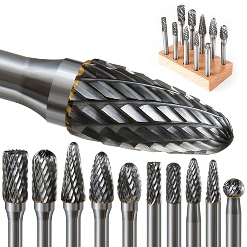 Hartmetall Frässtifte Set, 10 Stück Doppelschnitt mit 6mm Schaft Rotationsfräser Bits Raspel Set für Holz, Stahl, Metall, Polieren, Gravieren und Bohren Hartmetall Frässtifte Set, 10 Stück Doppelschnitt mit 6mm Schaft Rotationsfräser Bits Raspel Set für Holz, Stahl, Metall, Polieren, Gravieren und Bohren von FOTYBEI
