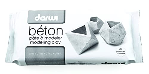 darwi DA0820500000C - Packung Modelliermasse Beton 500g, mit feiner Körnung, selbsthärtend, ideal für Bastelaktivitäten, Weiß, 1 Pack von DARWI