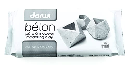 darwi DA0820500000C - Packung Modelliermasse Beton 500g, mit feiner Körnung, selbsthärtend, ideal für Bastelaktivitäten, Weiß, 1 Pack von darwi