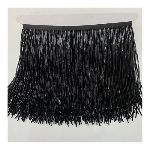 15 cm breite Fransenperlen Quaste Quasten Trim Spitze für DIY Zubehör Heimtextilien Tanzband (schwarz) von FOVAOK