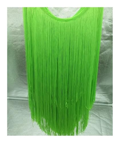 2 m lange Spitzenborte mit Quaste, Fransen für DIY, lateinamerikanische Kleider, Bühnenkleidung, Vorhangzubehör, Band (fluoreszierend-grün) von FOVAOK