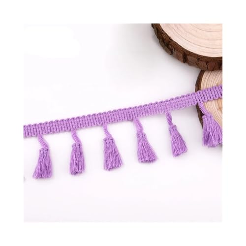 4,5 m DIY Polyester Baumwolle Fransen Spitze Quaste Borte, buntes Band Kleidungsstück Nähen Kleid Zubehör Vorhang dekorativ (Hellviolett) von FOVAOK