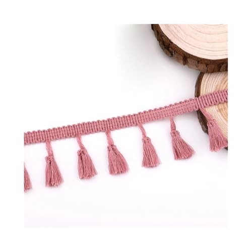 4,5 m DIY Polyester Baumwolle Fransen Spitze Quaste Borte, buntes Band Kleidungsstück Nähen Kleid Zubehör Vorhang dekorativ (blasses Mauve) von FOVAOK