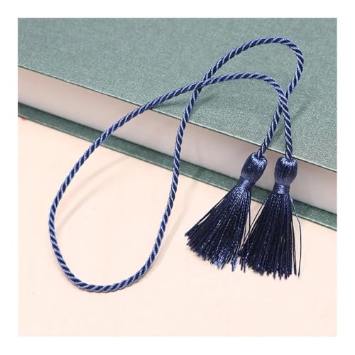 5 Stück/Packung 54 cm Farbe Polyester Eisseide lange Quastenborte DIY Handwerk Vorhänge zum Aufhängen von Seil, Fransenbordüre, Ornamente, Kleidungszubehör (marineblaue Quaste) von FOVAOK