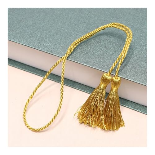 5 Stück/Packung 54 cm Farbe Polyester Eisseide lange Quastenborte DIY Handwerk Vorhänge zum Aufhängen von Seil, Fransenborte Ornamente, Kleidungszubehör (goldene Quaste) von FOVAOK