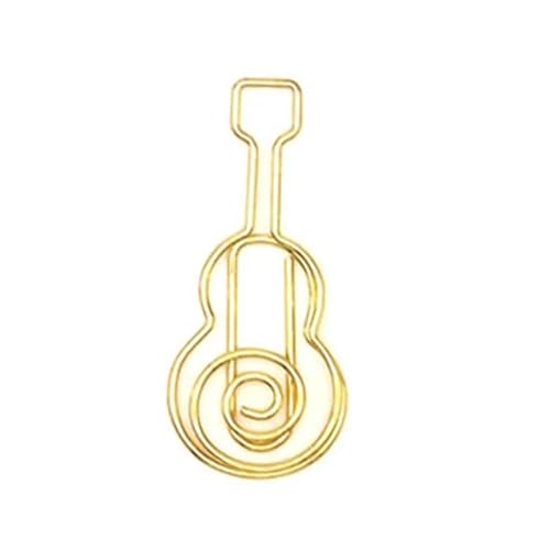 Büroklammern für Musiknoten, kreative Gitarre, Metall, rostfrei, Dokumentenorganisation, Dateiklemme, Lesezeichen-Clip, Schulbedarf (Gold-Gitarre) von FOVAOK