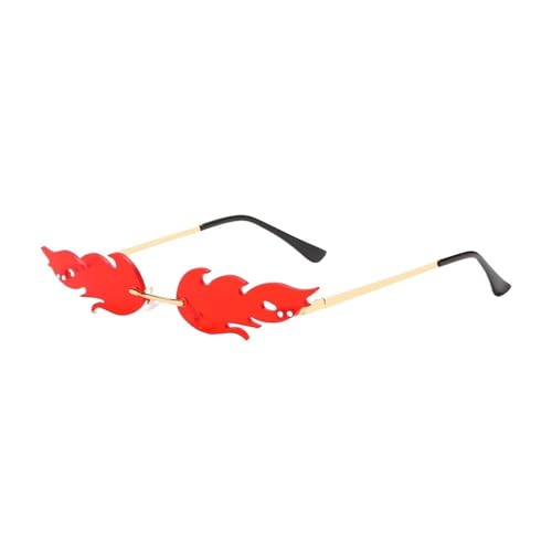 FOVAOK Modische Sonnenbrille für Damen, Metallrahmen, blendfrei, für Party und Cosplay, Gold/Rot FOVAOK Modische Sonnenbrille für Damen, Metallrahmen, blendfrei, für Party und Cosplay, Gold/Rot von FOVAOK