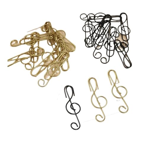 Kreative Büroklammern, Lesezeichen-Halter, aus Metall, für Büro, Schule, Zuhause (Schwarz, 20 Stück, goldfarben, 20 Stück) von FOVAOK