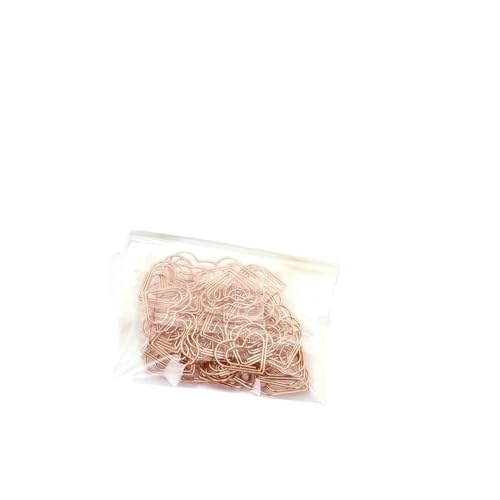 Metall-Büroklammern, Herzen, Mini-Bindeklammern, Lesezeichen, Buchbindung, Notizdekoration, Schreibwaren, Schule, Büro, Bindezubehör (50 Stück, Roségold) von FOVAOK