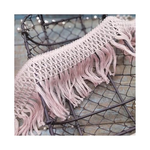 Spitzenquastenband aus Baumwolle, Fransen zum Nähen, für Bettwäsche, Kleidung, Vorhänge, DIY-Zubehör (Grau-Rosa) von FOVAOK
