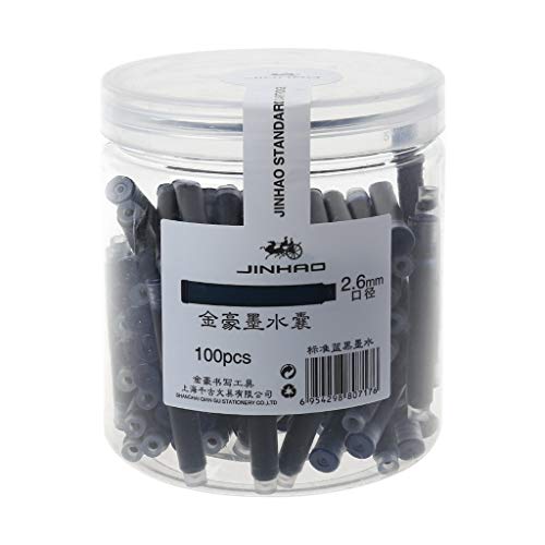 Jinhao Universal Tintenpatronen für Füllfederhalter, 2,6 mm, Schwarz/Blau, 100 Stück app.5cm/1.97in Blbk von LEEleegang