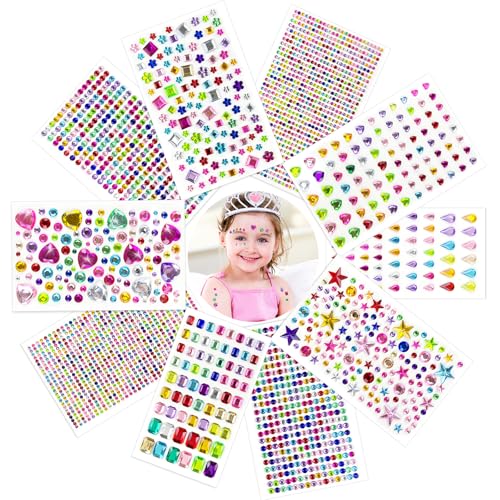 FOYIOLRU 3500 Stück Glitzersteine Selbstklebend, Bunt Strasssteine Selbstklebend, Glitzersteine zum Basteln, Glitzer Sticker für Handwerke Bastelsachen Fotorahmen von FOYIOLRU