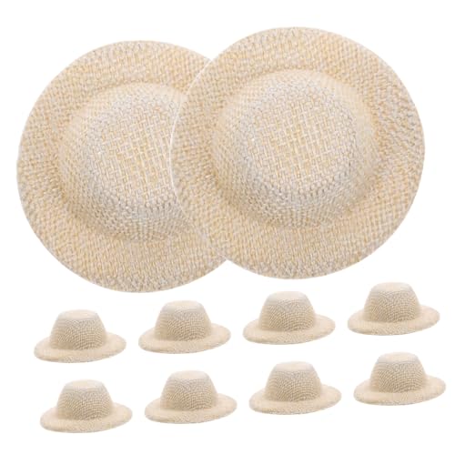 FOYTOKI 10 Stück Miniature Hüte Imitation Strohhüte für Puppen DIY Bastelaccessoires Kleine Dekorationen aus Lint und Sandfarben von FOYTOKI