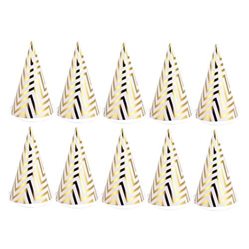 FOYTOKI 10 Stück Teiliges Geburtstag Partyhüte aus Papier Goldene Wellenstreifen Dreieckige Partyhütchen Rutschfester Sitz Modisch und Komfortabel als Dekoration und Fotorequisite FOYTOKI 10 Stück Teiliges Geburtstag Partyhüte aus Papier Goldene Wellenstreifen Dreieckige Partyhütchen Rutschfester Sitz Modisch und Komfortabel als Dekoration und Fotorequisite von FOYTOKI