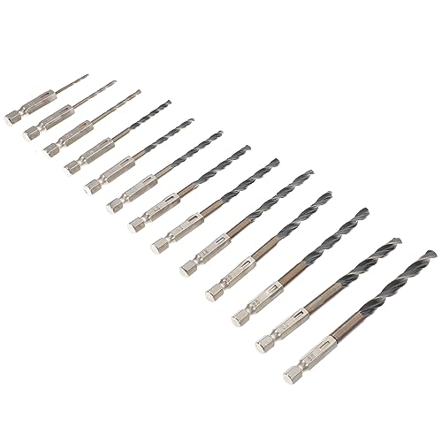FOYTOKI 13 Stück Teiliges Bohrer Set Sechskantschaft Hochgeschwindigkeitsstahl Langlebig Präzise Winkelschneide Geeignet für Holz Aluminium Stahl Kunststoff Kompatibel mit Akku von FOYTOKI